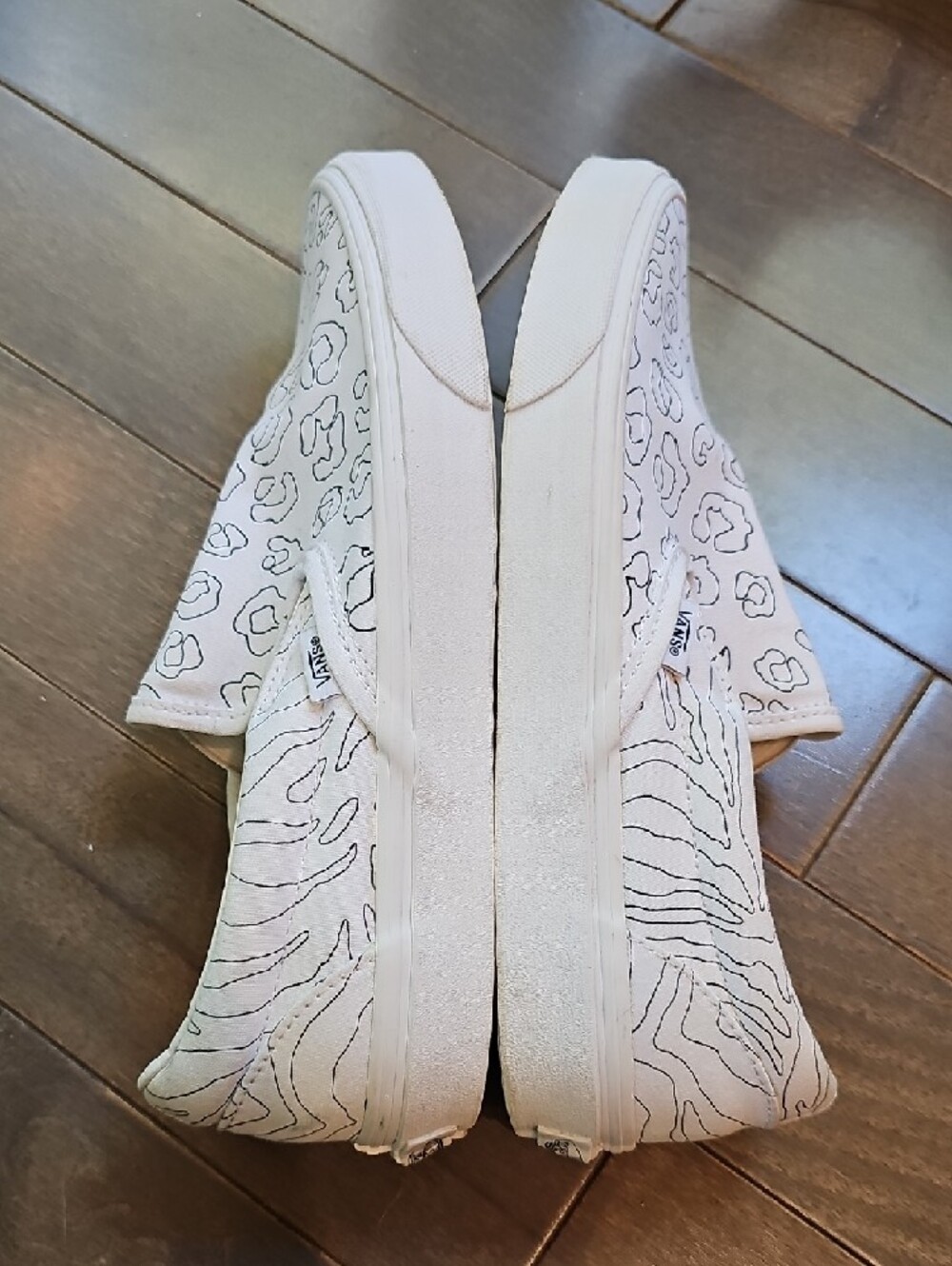 VANS Classic White Slip-On U-Paint Sneakers Leopard/Zebra Outline, M 9.5, W 11 - Picture 6 of 7